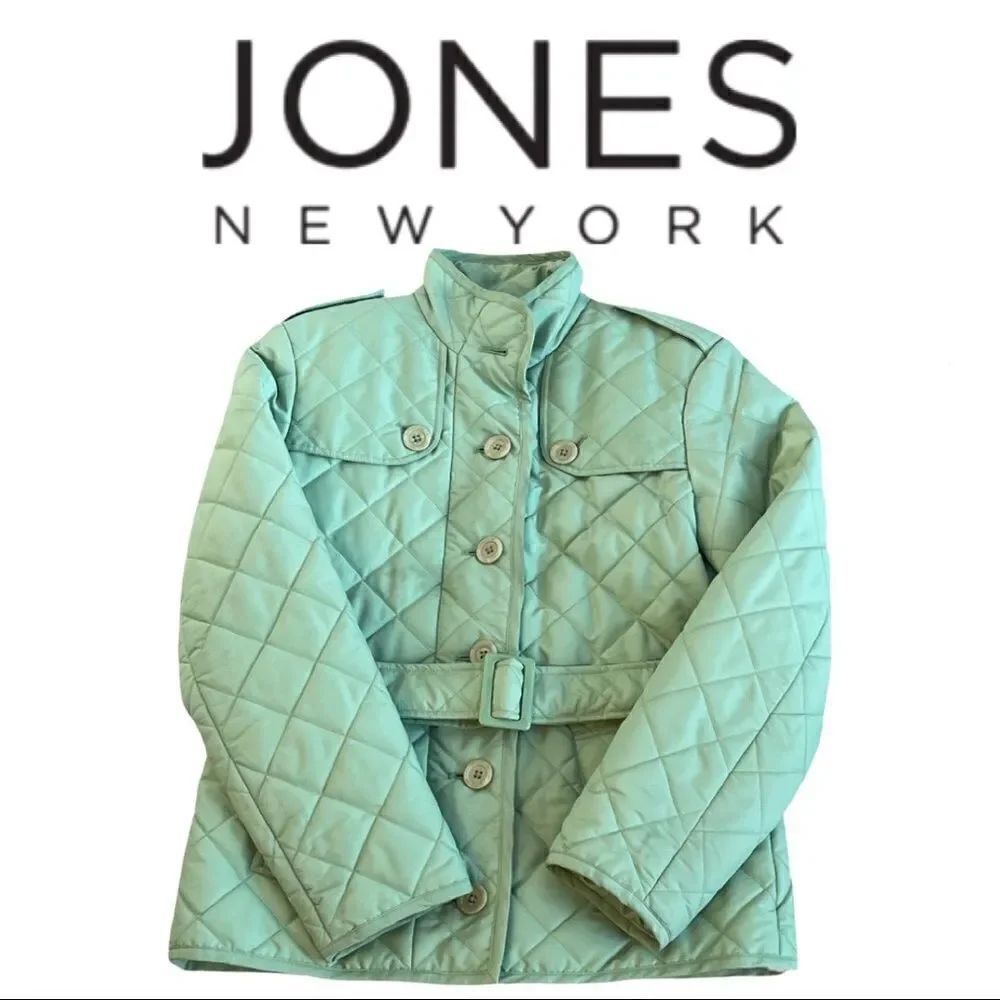 Jones New York Signature Green Quilted Belted Jacket • Small